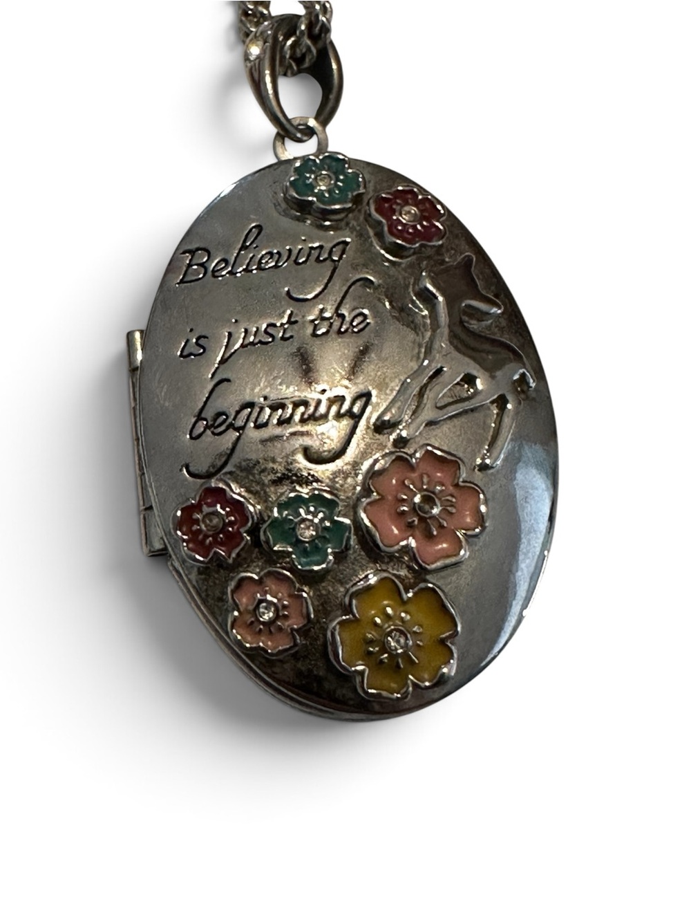 Disney Couture Tinker Bell “Believing Is Just the Beginning” Locket necklace